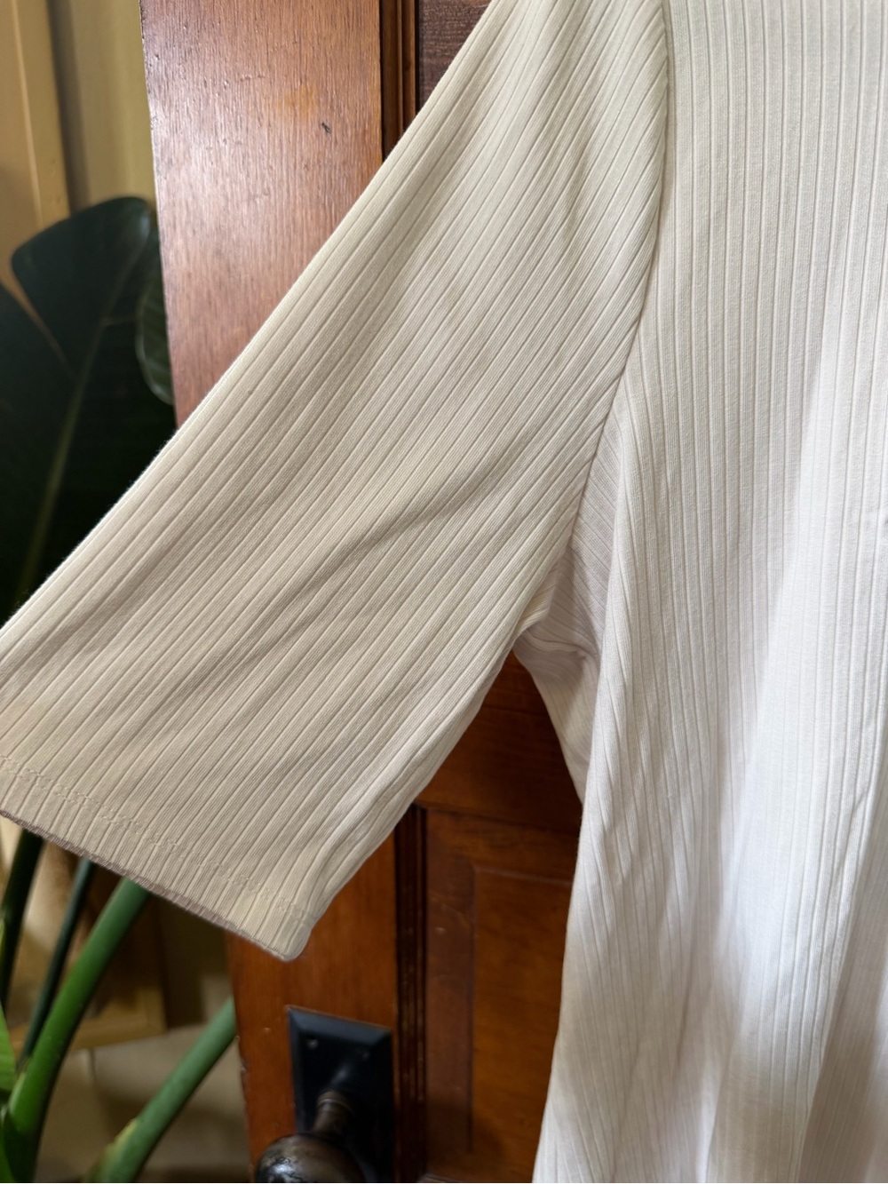 Splendid Ribbed Short Sleeve Top - Cream - Picture 4 of 4